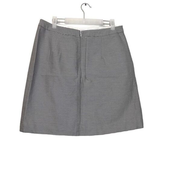 The Limited Striped Faux Wrap Lined Front Button A-Line Mini Skirt Navy White 12 - Picture 3 of 7